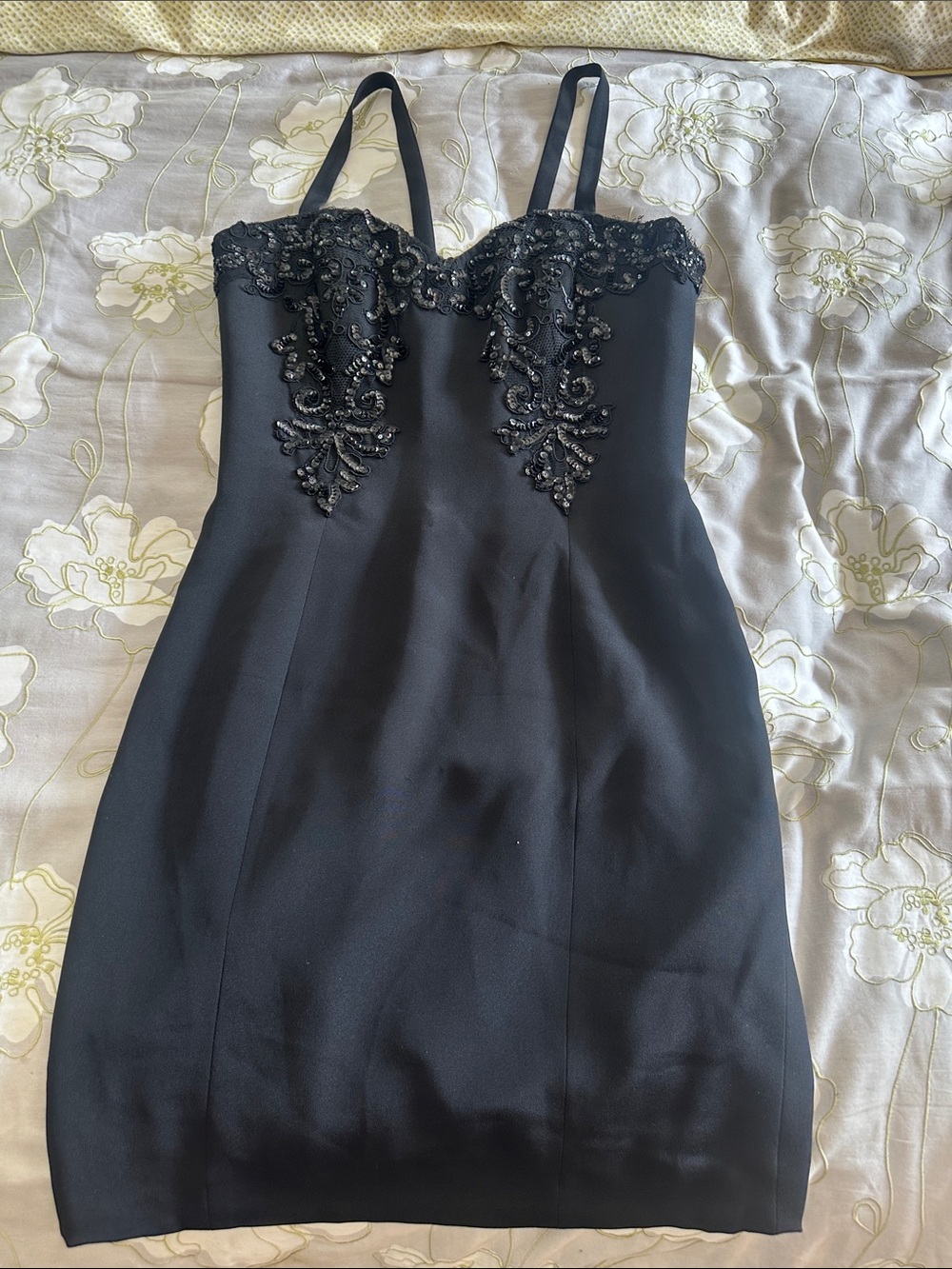 Kevan Hall Black Beaded CocktailDress - Size 8